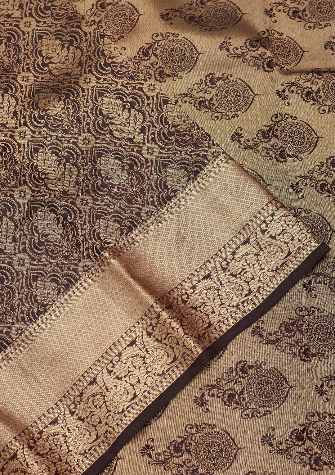 Brown Zariwork Silk Saree