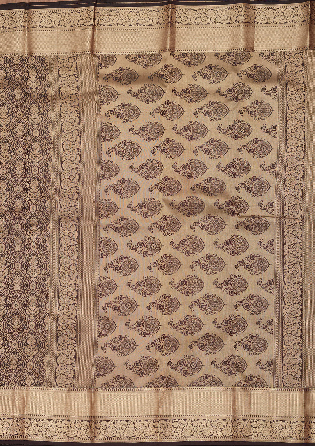 Brown Zariwork Silk Saree