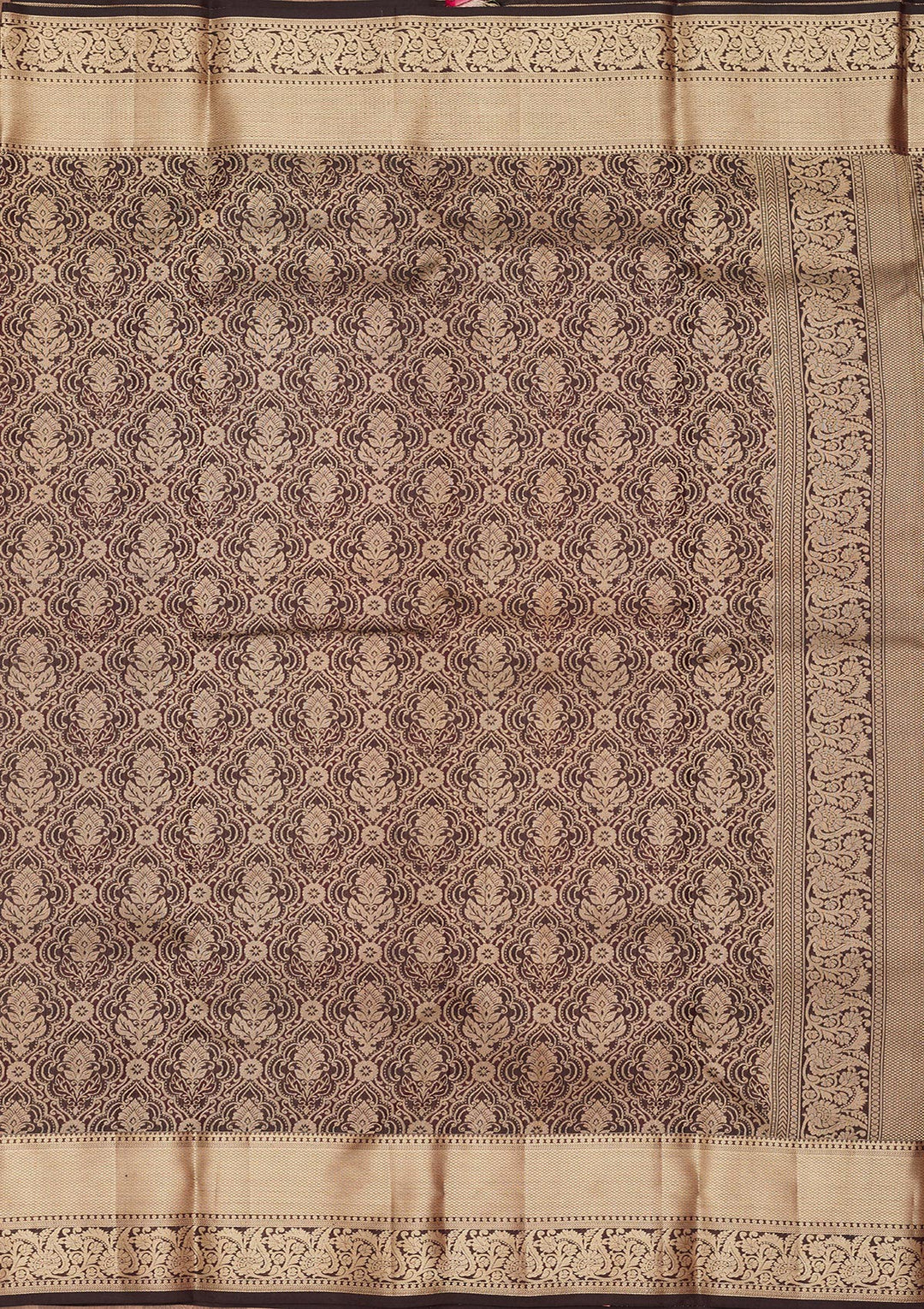 Brown Zariwork Silk Saree