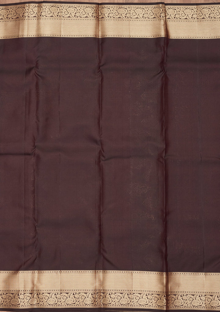 Brown Zariwork Silk Saree