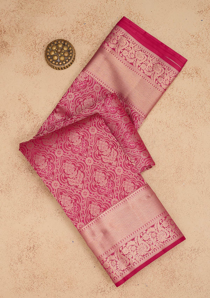 Rani Pink Zariwork Pure Silk Saree