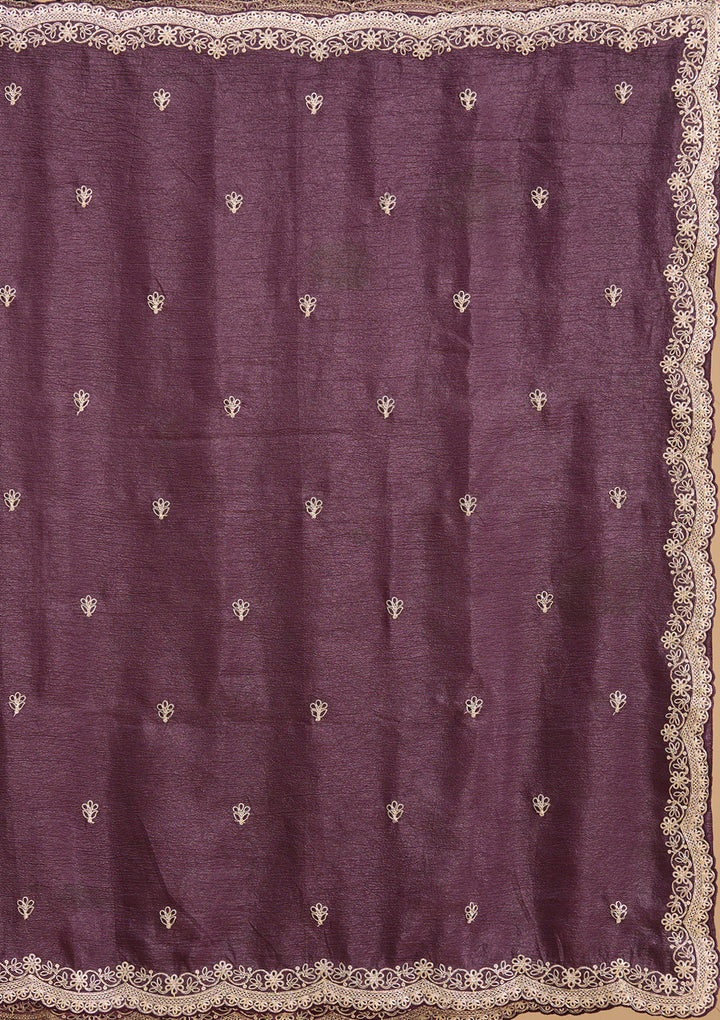 Purple Gold Zariwork Tissue Saree