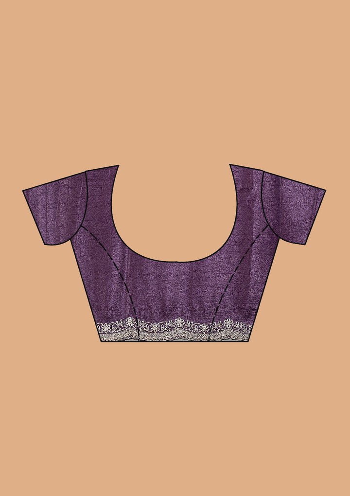 Purple Gold Zariwork Tissue Saree