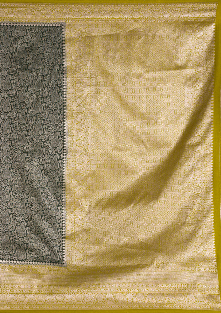 Bottle Green Zariwork Art Silk Saree