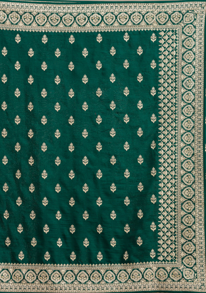 Bottle Green Stonework Chiffon Saree