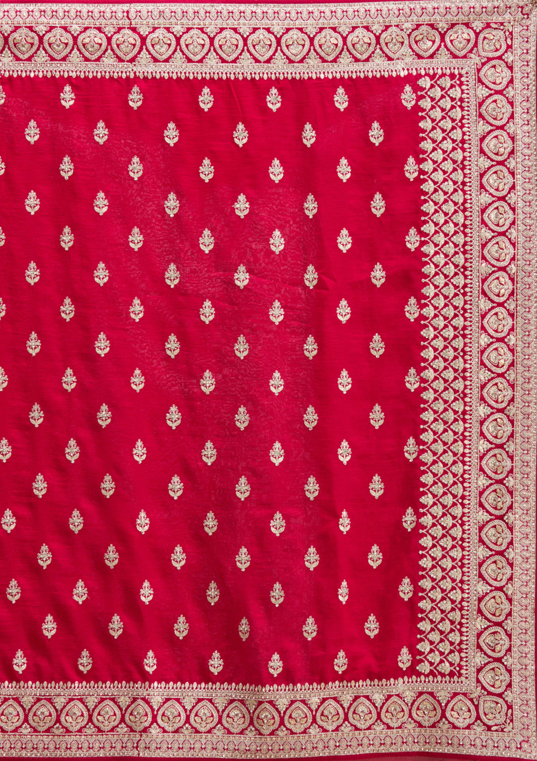 Rani Pink Stonework Soft Raw Silk Saree