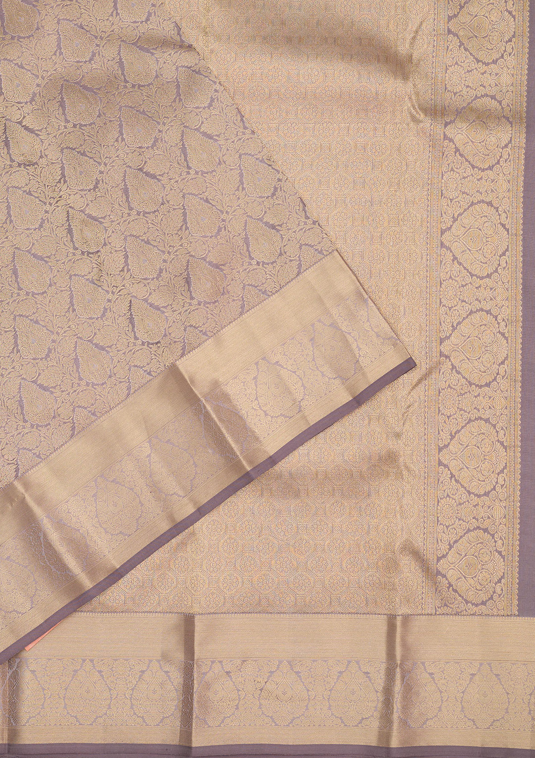 Dark Grey Zariwork Pure Silk Saree