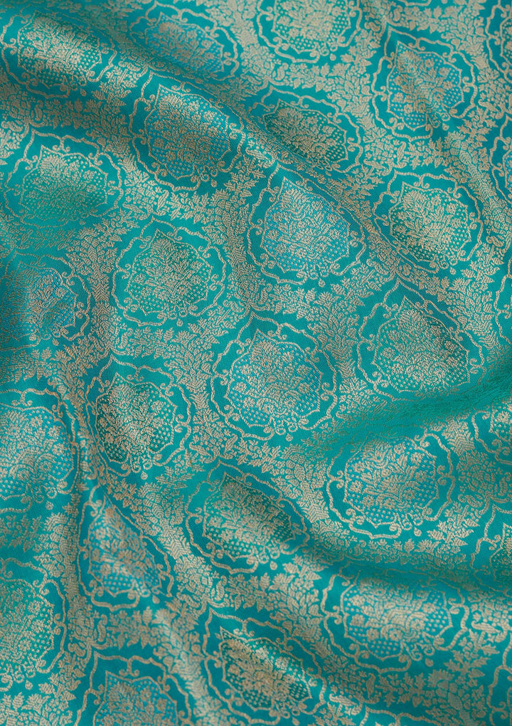Turquoise Blue Zariwork Pure Silk Saree