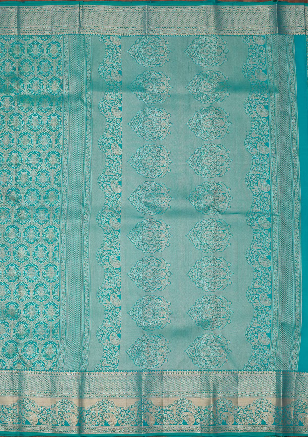 Turquoise Blue Zariwork Pure Silk Saree