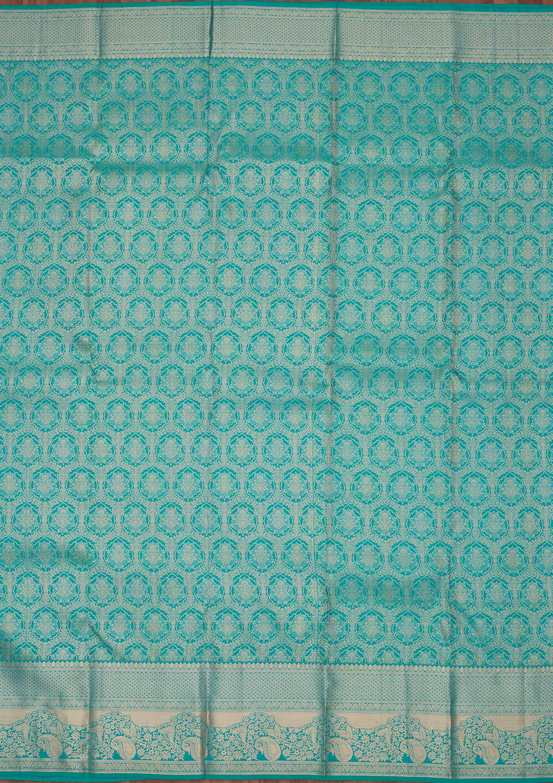 Turquoise Blue Zariwork Pure Silk Saree