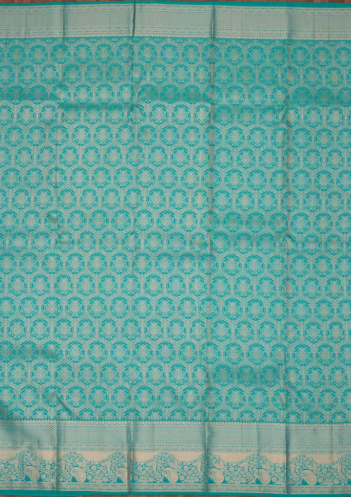 Turquoise Blue Zariwork Pure Silk Saree