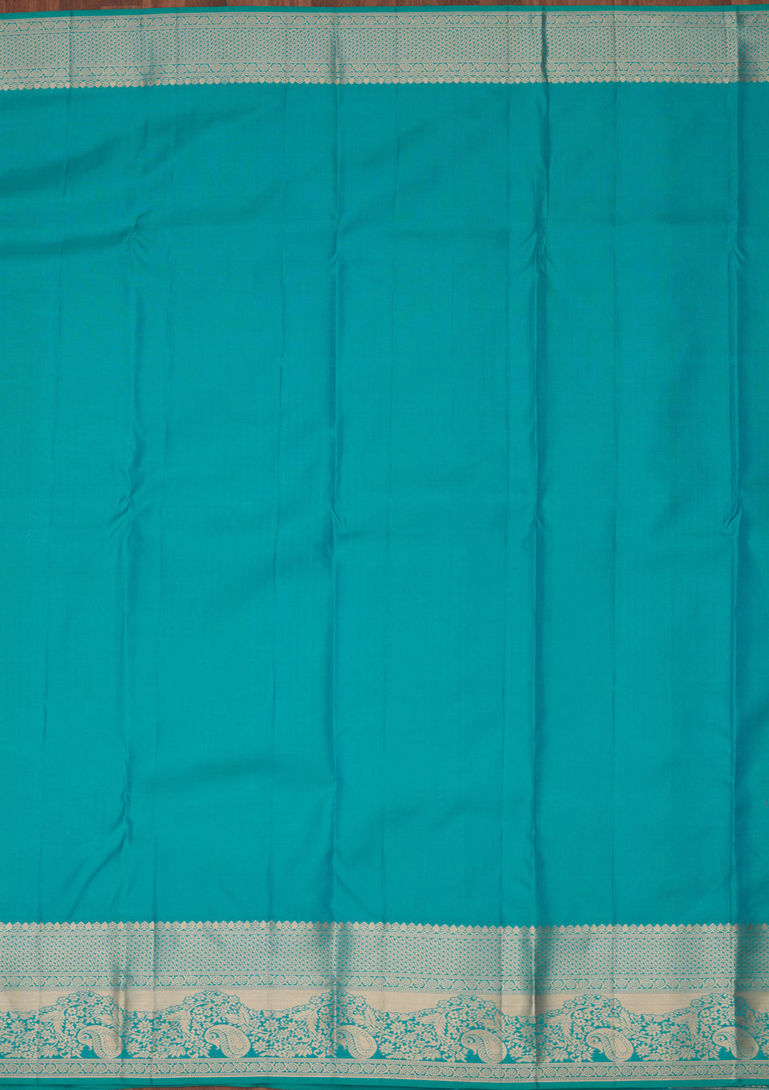 Turquoise Blue Zariwork Pure Silk Saree
