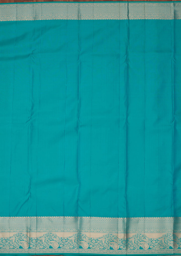 Turquoise Blue Zariwork Pure Silk Saree