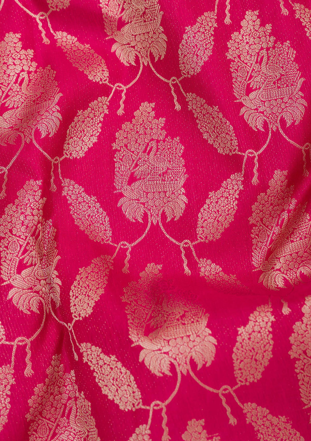 Rani Pink Zariwork Pure Silk Saree