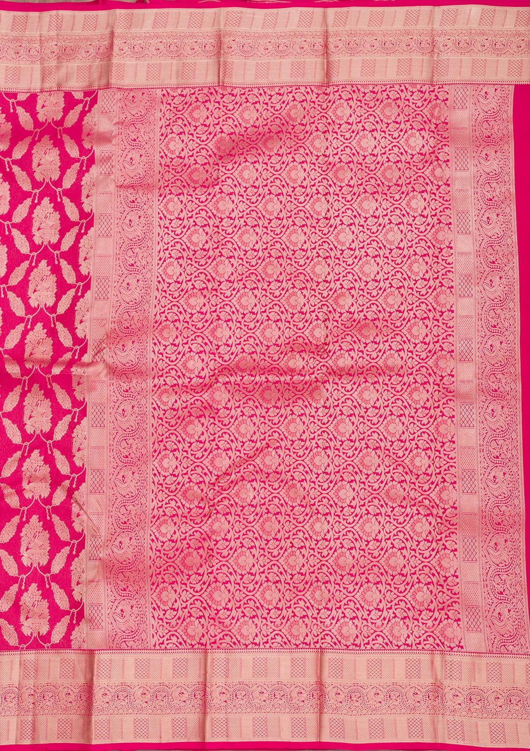 Rani Pink Zariwork Pure Silk Saree