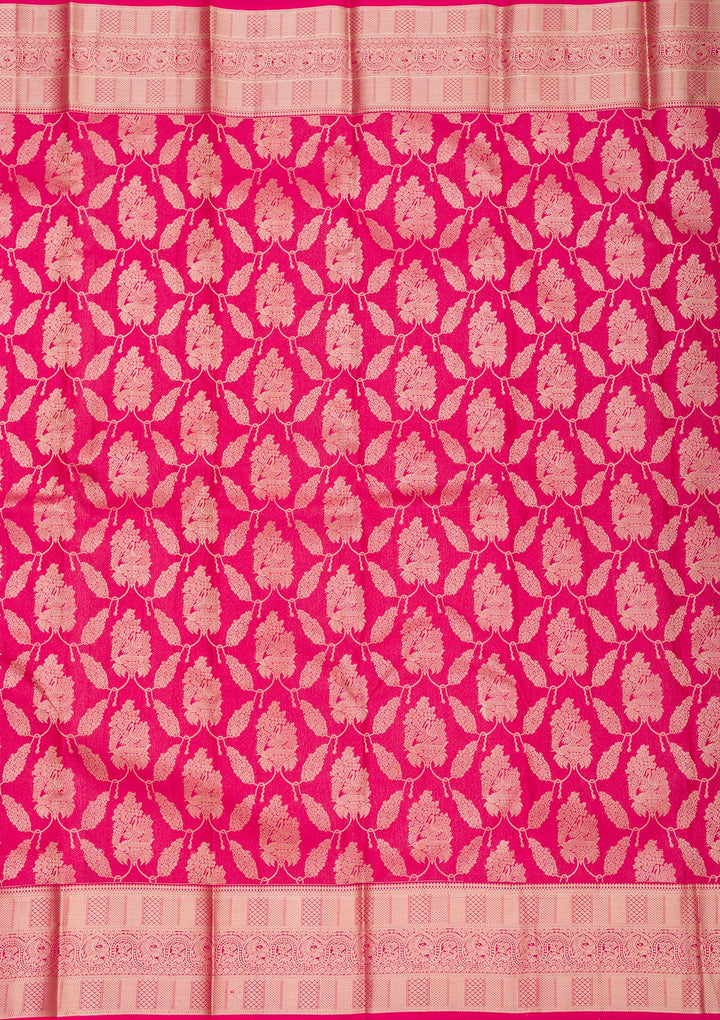 Rani Pink Zariwork Pure Silk Saree