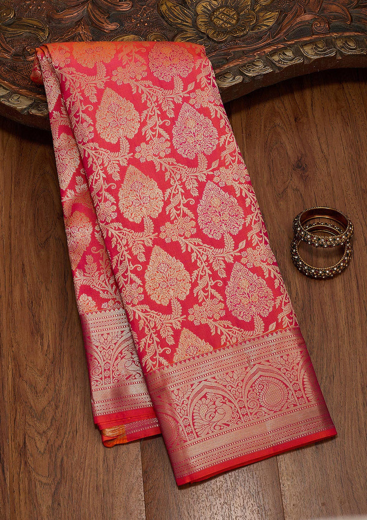 Orange Zariwork Pure Silk Saree