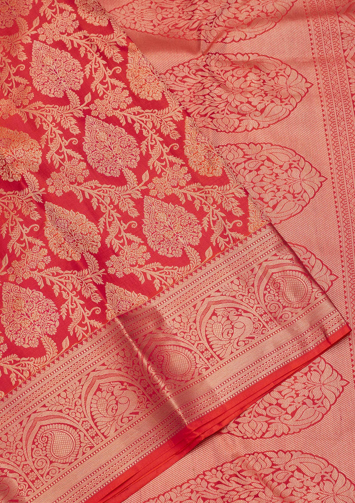 Orange Zariwork Pure Silk Saree