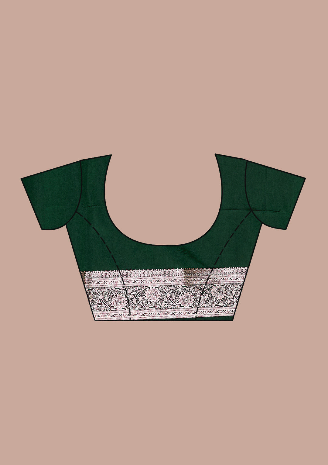 Bottle Green Zariwork (Silver) Banarasi Silk Saree