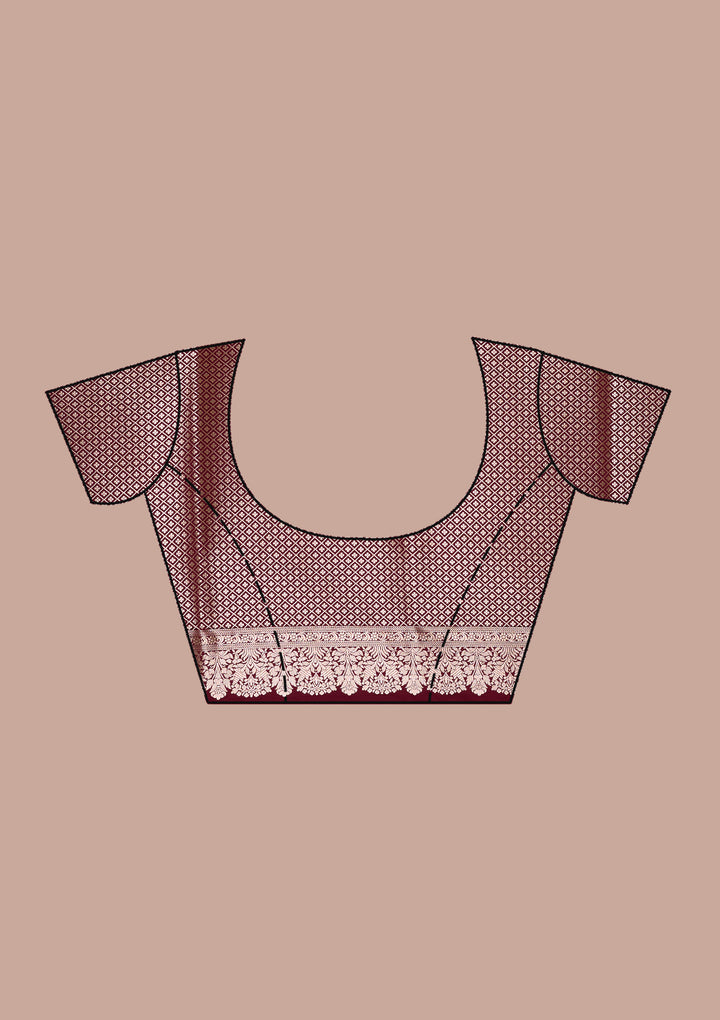 Maroon Zariwork (Gold) Banarasi Silk Saree