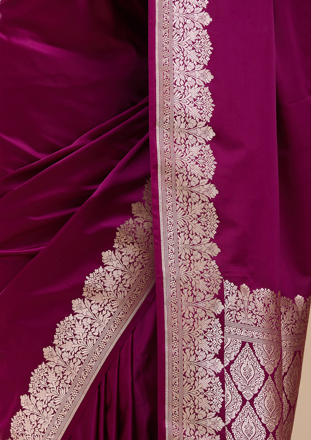 Wine Zariwork (Gold) Banarasi Silk Saree