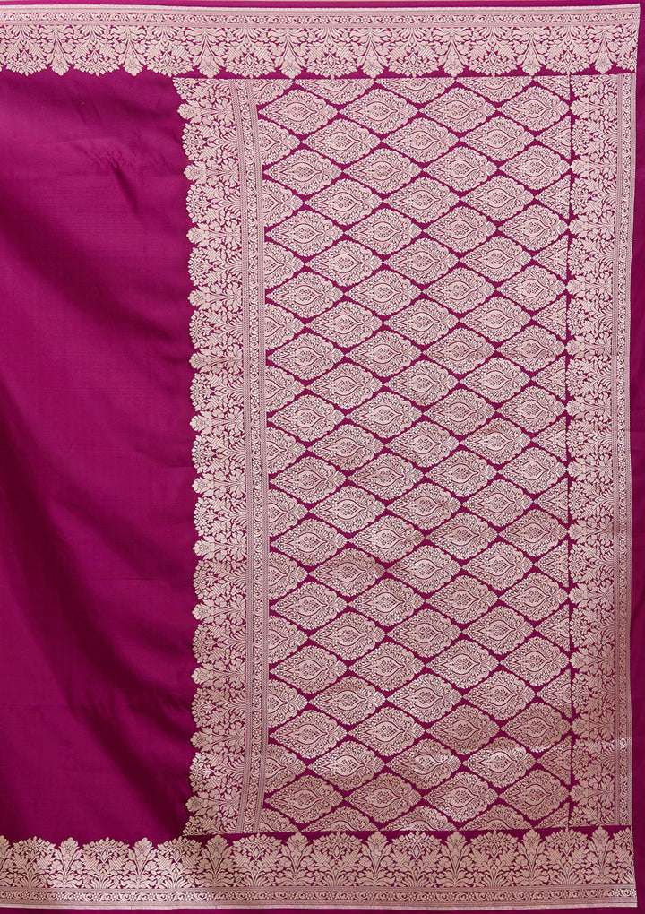 Wine Zariwork (Gold) Banarasi Silk Saree