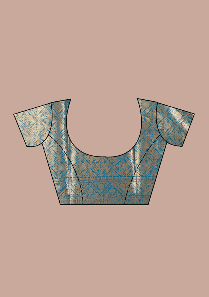 Navy Blue Zariwork (Gold) Banarasi Silk Saree