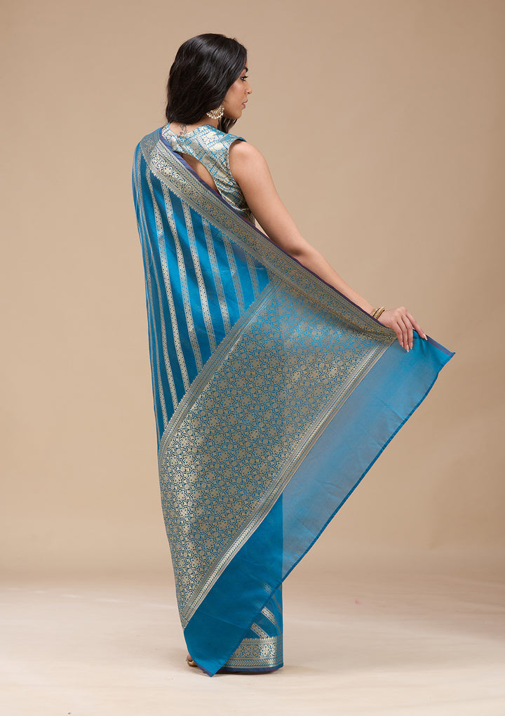 Royal Blue Zariwork (Gold) Banarasi Silk Saree