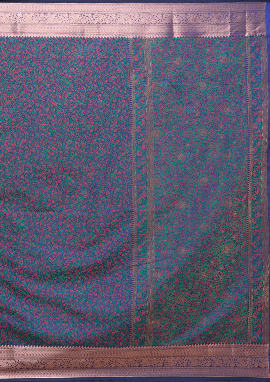 Peacock Blue  Zariwork (Gold) Banarasi Silk Saree