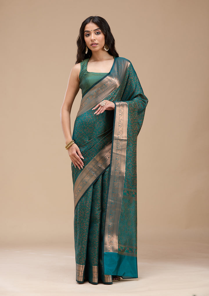 Rama Green Zariwork (Gold) Banarasi Silk Saree