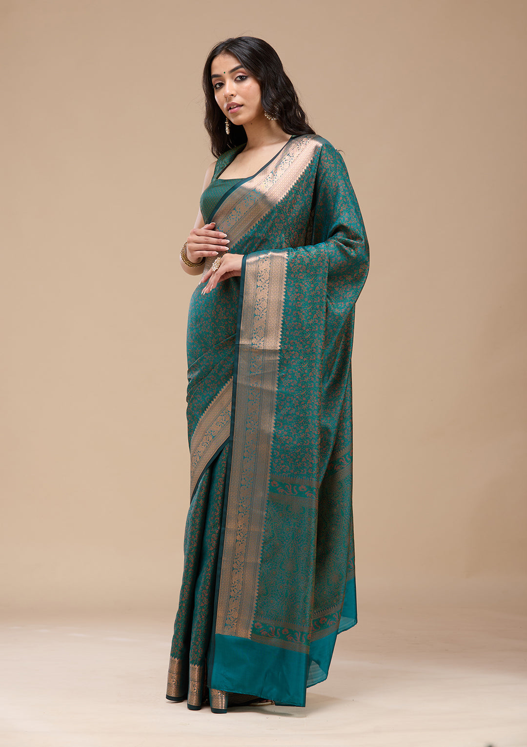 Rama Green Zariwork (Gold) Banarasi Silk Saree