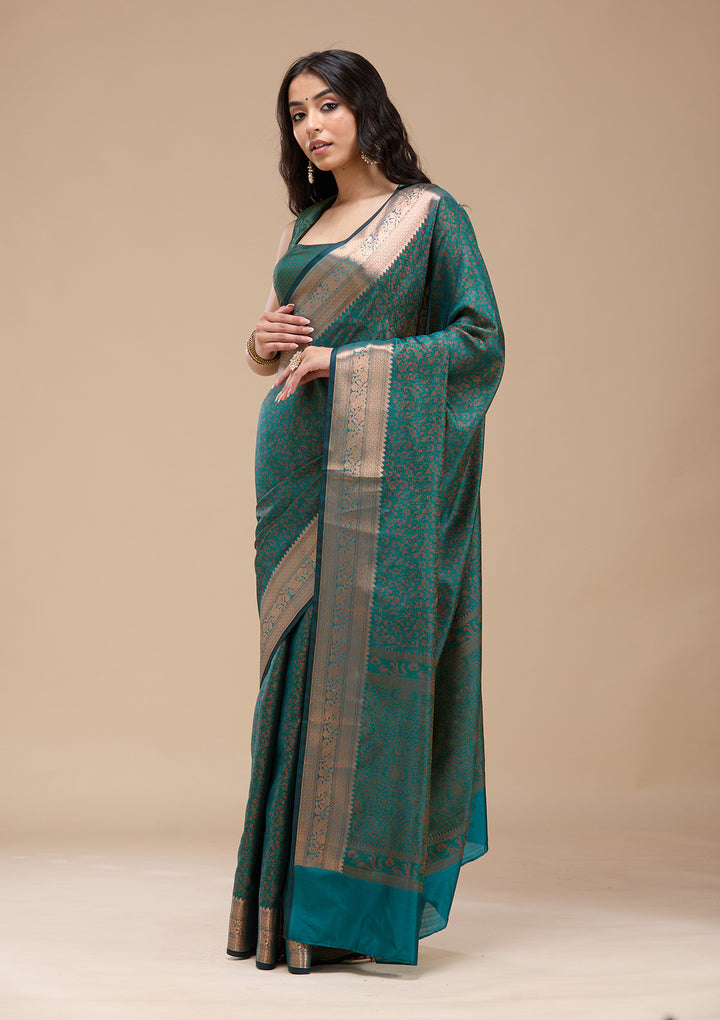 Rama Green Zariwork (Gold) Banarasi Silk Saree