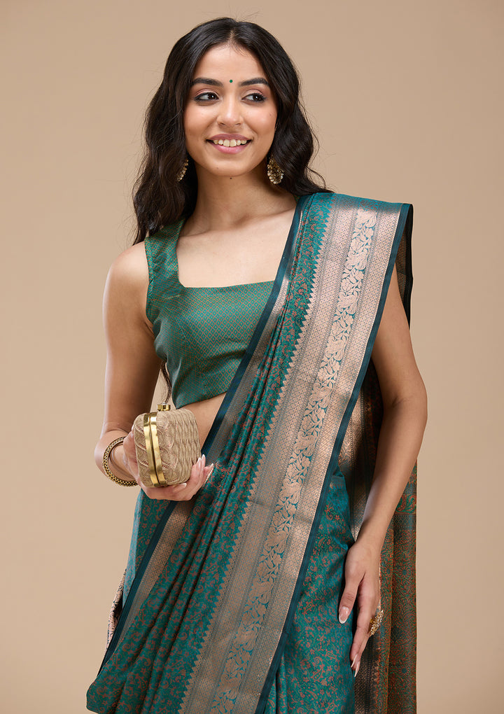 Rama Green Zariwork (Gold) Banarasi Silk Saree