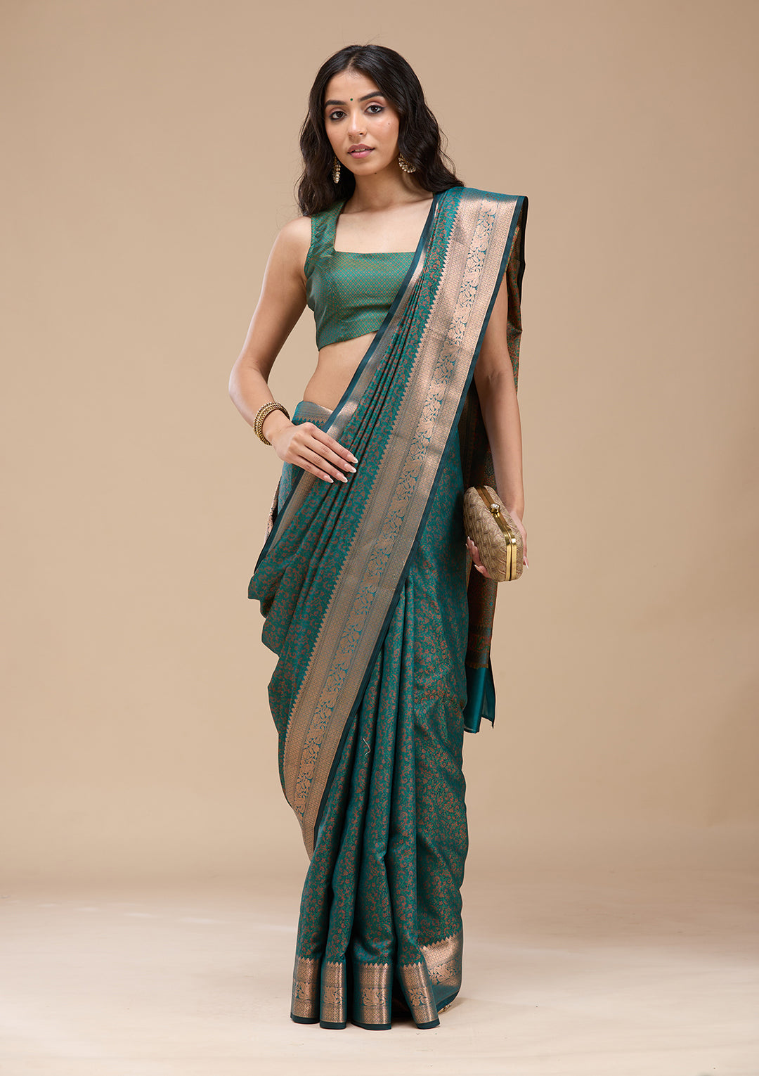 Rama Green Zariwork (Gold) Banarasi Silk Saree