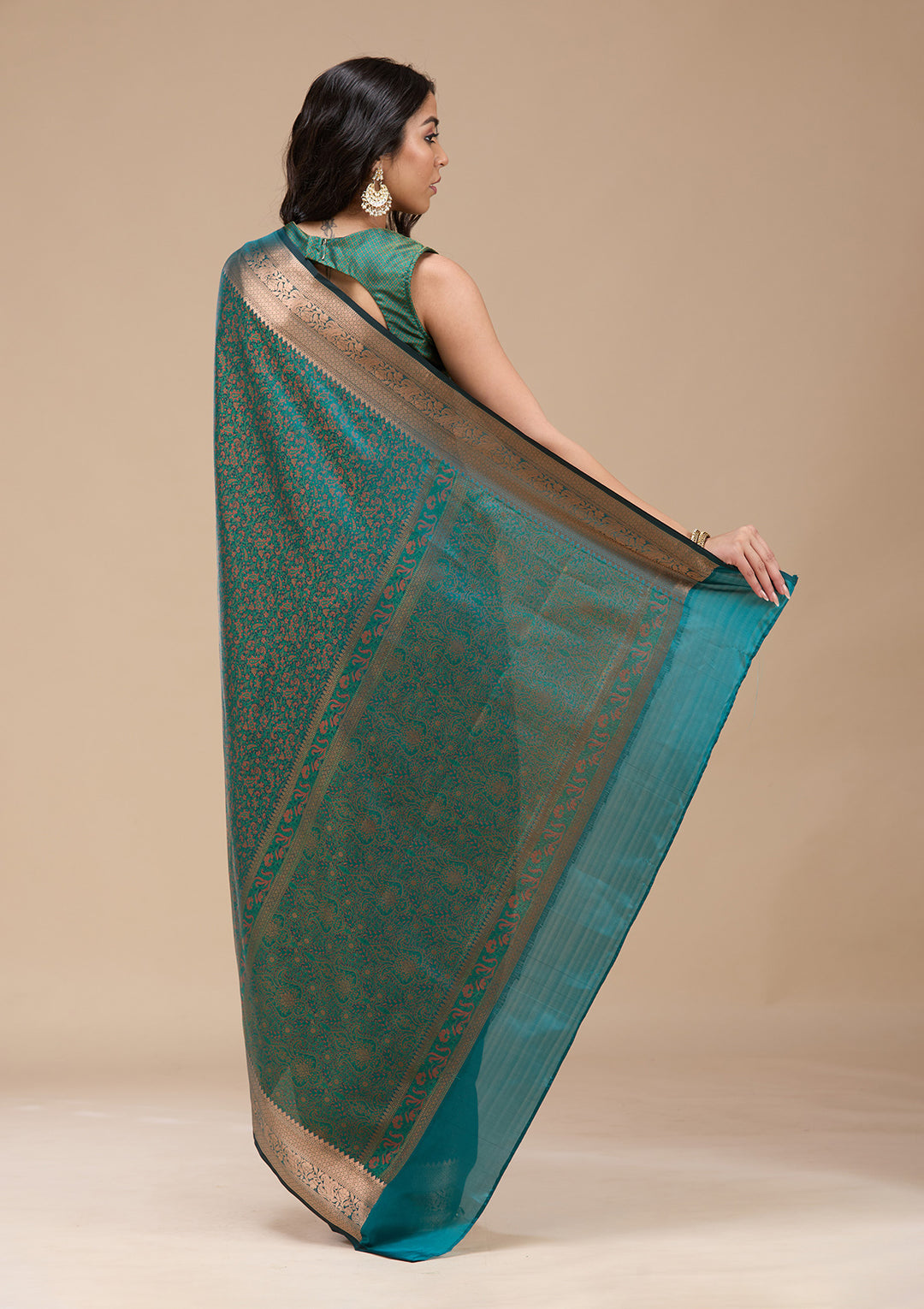 Rama Green Zariwork (Gold) Banarasi Silk Saree