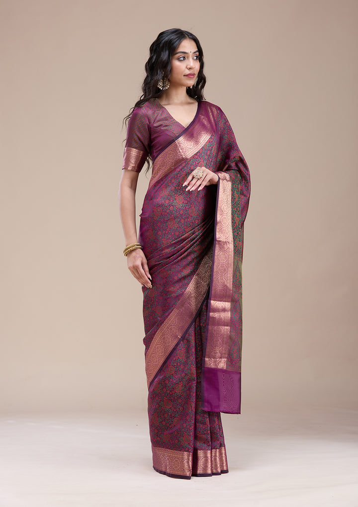 Purple Zariwork (Gold) Banarasi Silk Saree