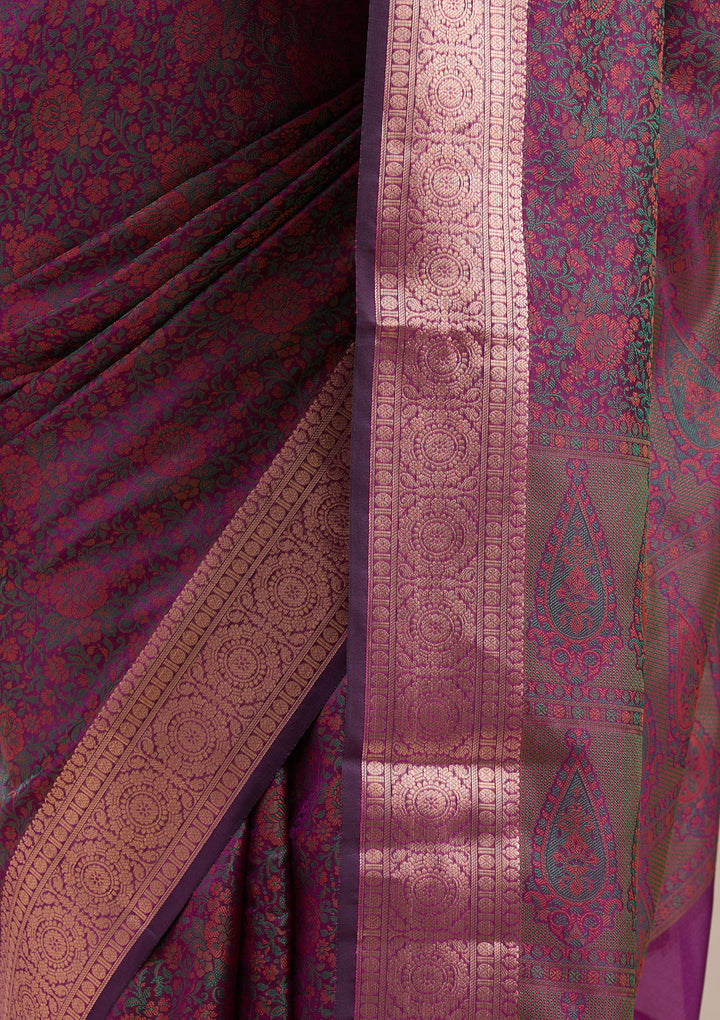Purple Zariwork (Gold) Banarasi Silk Saree