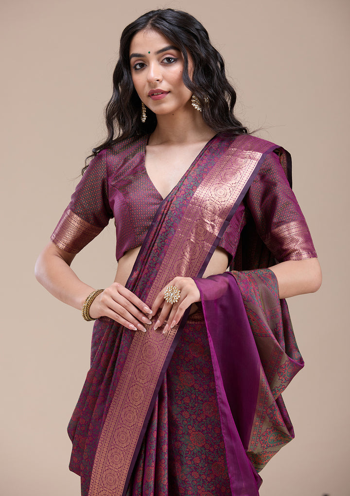 Purple Zariwork (Gold) Banarasi Silk Saree