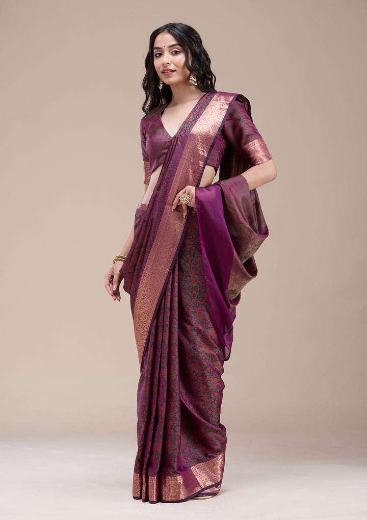 Purple Zariwork (Gold) Banarasi Silk Saree