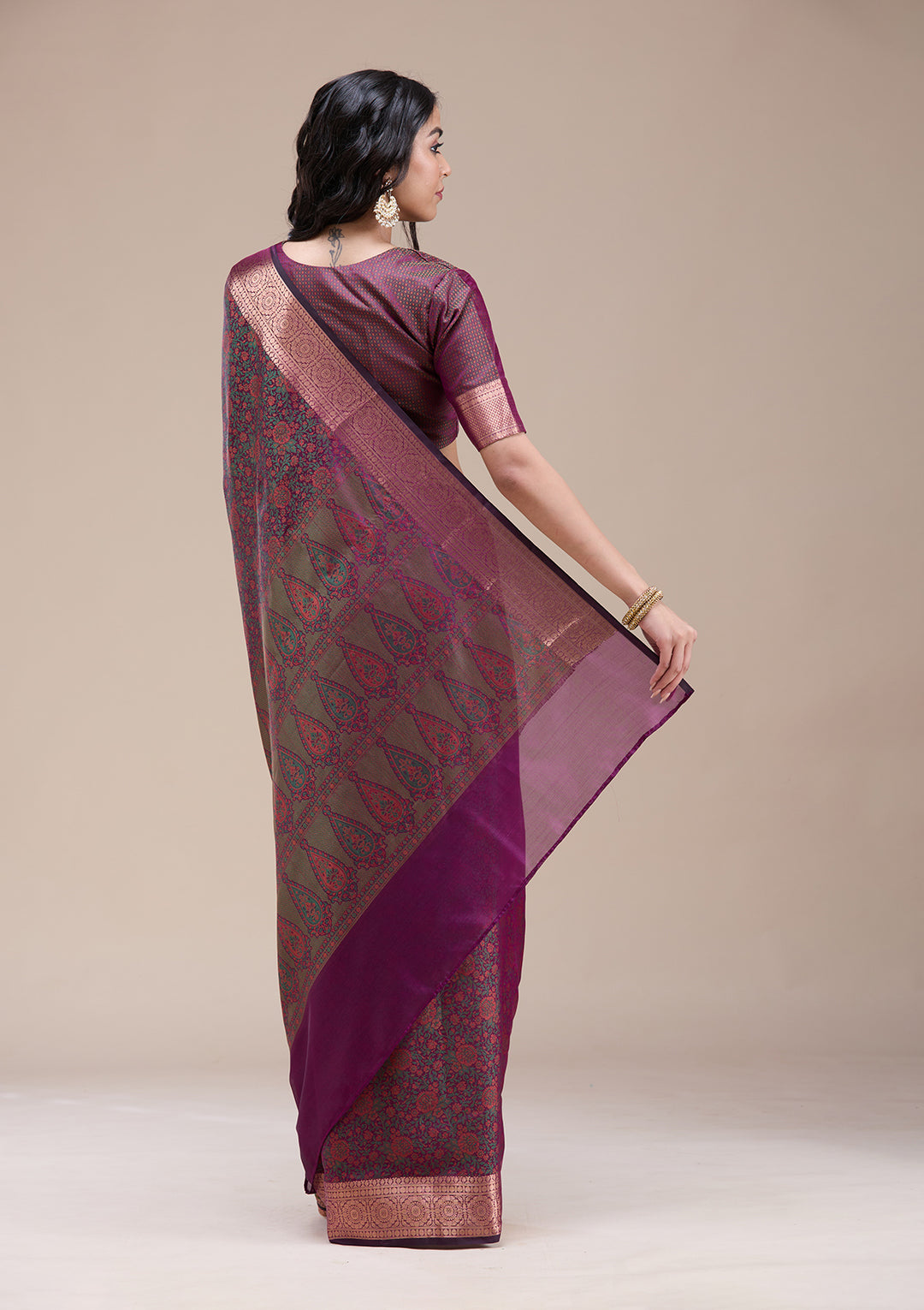 Purple Zariwork (Gold) Banarasi Silk Saree