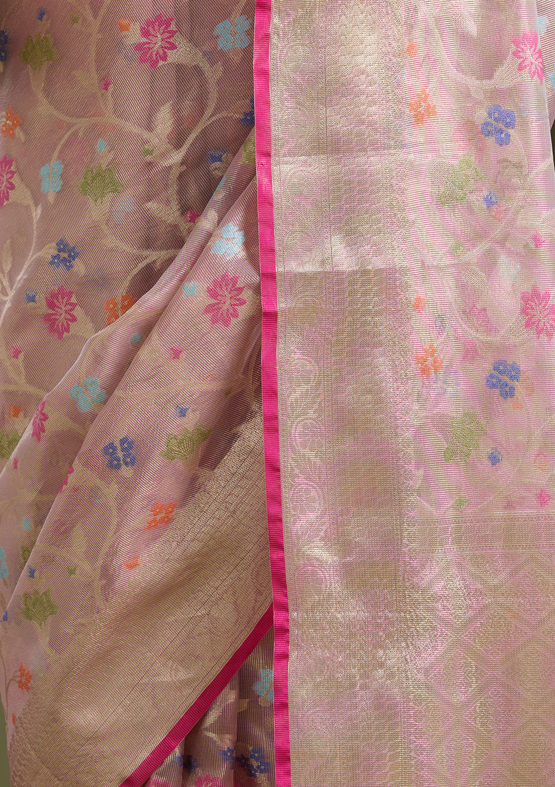 Onion Pink  Zariwork (Gold) Banarasi Silk Saree