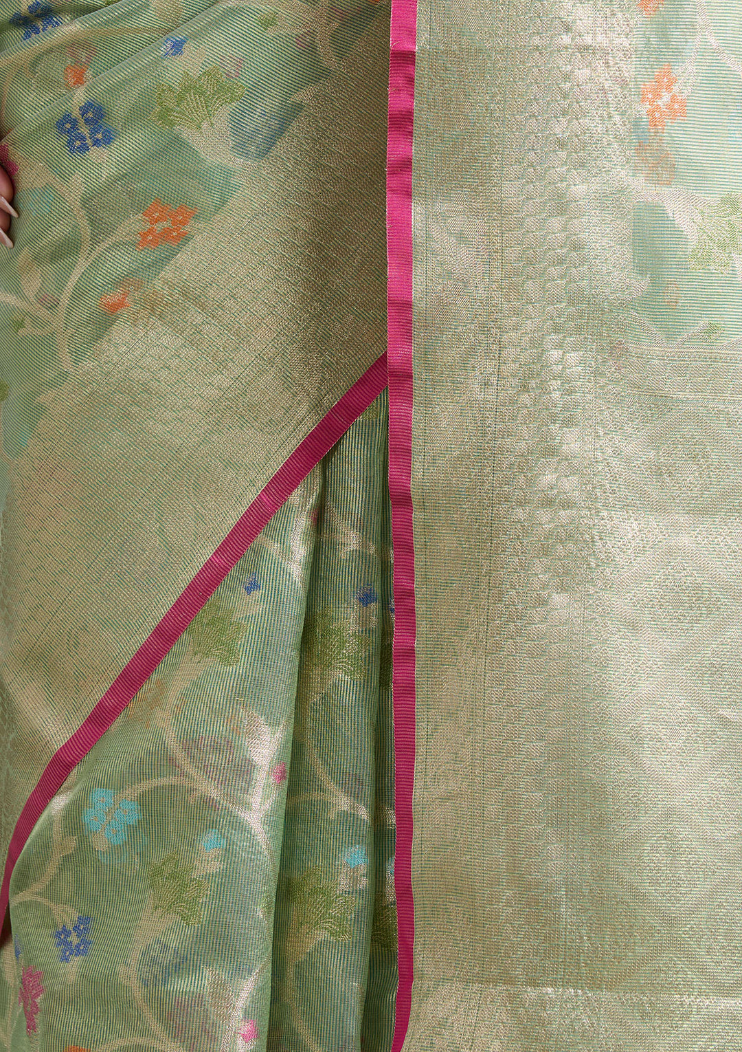 Pista Green  Zariwork (Gold) Banarasi Silk Saree