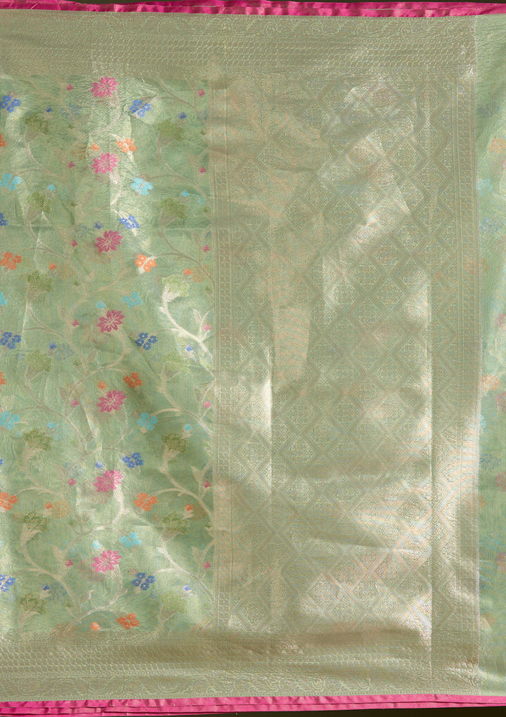 Pista Green  Zariwork (Gold) Banarasi Silk Saree