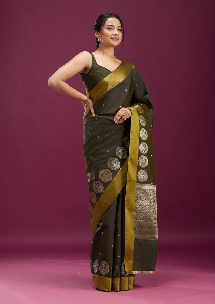 Mehendi Zariwork (Gold) Silk Saree
