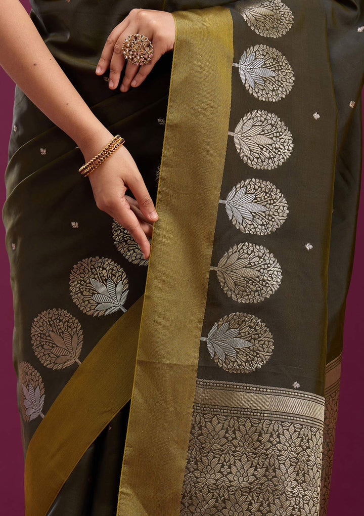 Mehendi Zariwork (Gold) Silk Saree