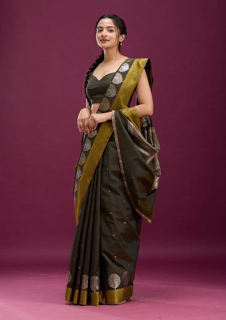 Mehendi Zariwork (Gold) Silk Saree