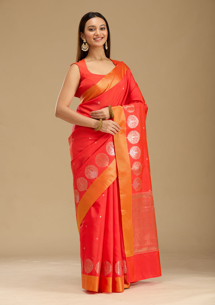 Red Zariwork (Gold) Silk Saree