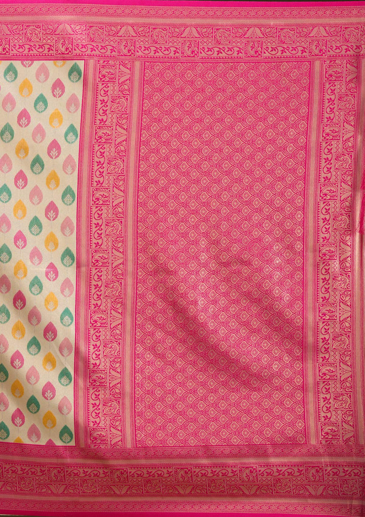 Magenta Pink Zariwork (Gold) Silk Saree