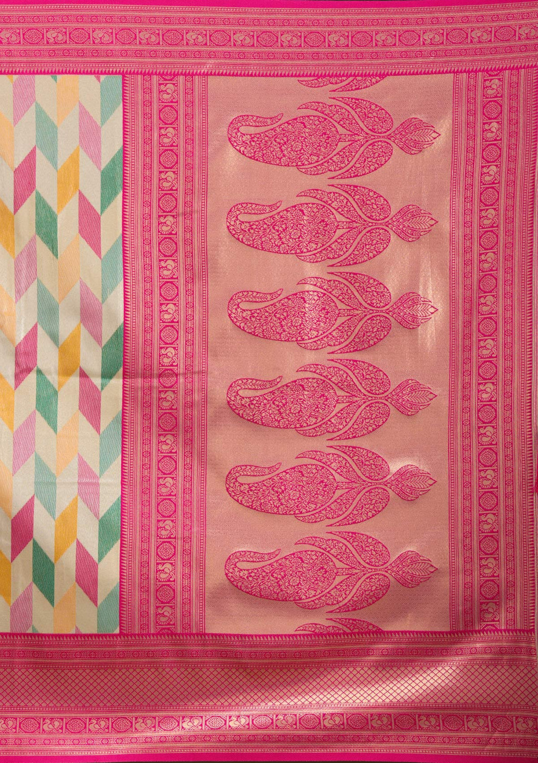 Magenta Pink Zariwork (Gold) Silk Saree