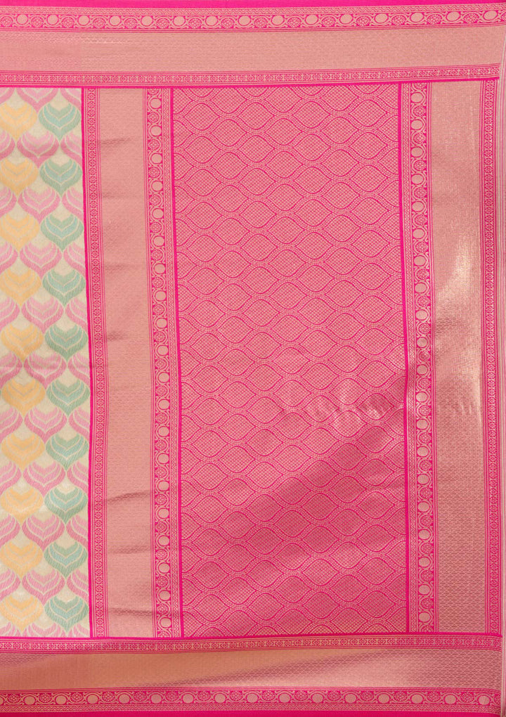 Magenta Pink Zariwork (Gold) Silk Saree